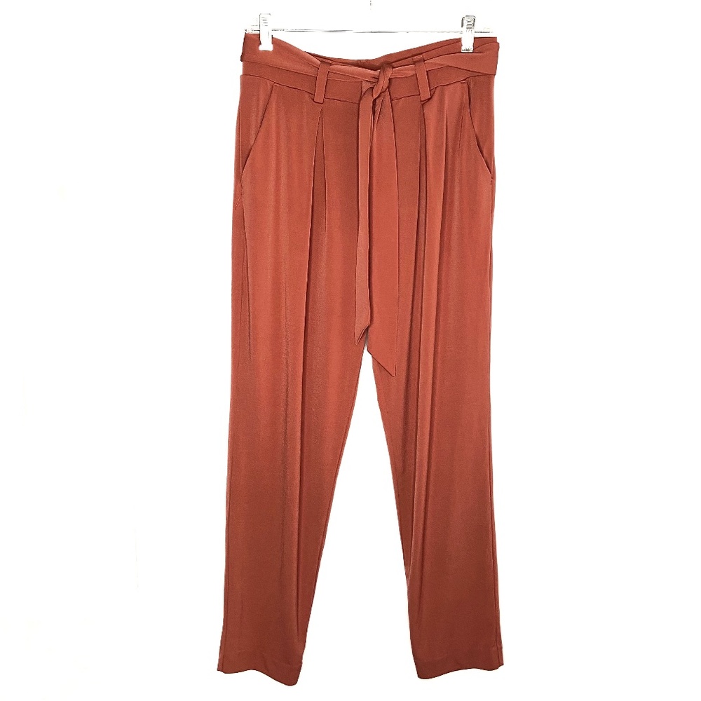 Express Rust Tie-Waist Paperbag Pants